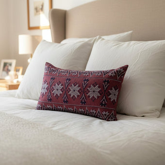 Star &amp; Cypress Heritage Pillow Cover Handmade in Lebanon by Syrian Artisans | Palestinian-Inspired Embroidery