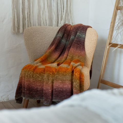 Ombre Knitted Blanket – Handcrafted by Ukrainian Refugee Women