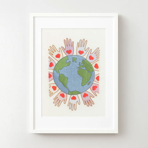“Hands Around the World”  Fine Art Print – Supporting Peace & Justice