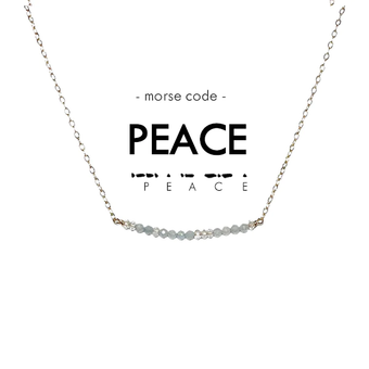 Morse Code Dainty Stone necklace PEACE