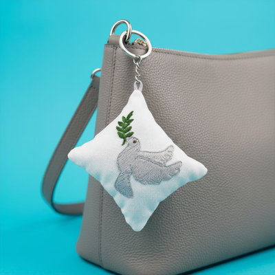 Courage to Carry Dove Bag Charm | Handmade Artisan Keychain from Lebanon