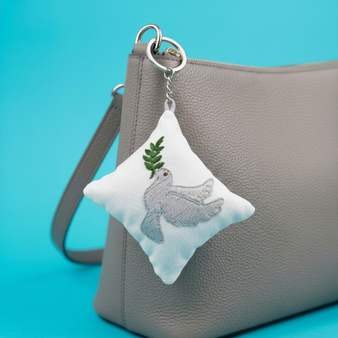 Courage to Carry Dove Bag Charm | Handmade Artisan Keychain from Lebanon