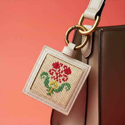 Courage to Carry Palestinian Tatreez Flower Bag Charm | Handmade in the West Bank, Palestine