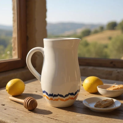 Handmade Palestinian Ceramic Small Table Water Jug - Made in Bethlehem Supporting Refugee Women