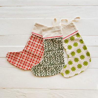 Large Hand Printed Holiday Stocking