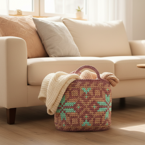 XL Crochet Basket with Handles | Handmade in Ukraine - Love Welcomes