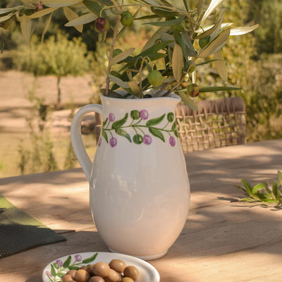 Handmade Olive Branch Large Pitcher | Palestinian Pottery
