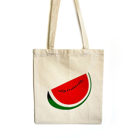 Screen printed watermelon tote bag - Love Welcomes